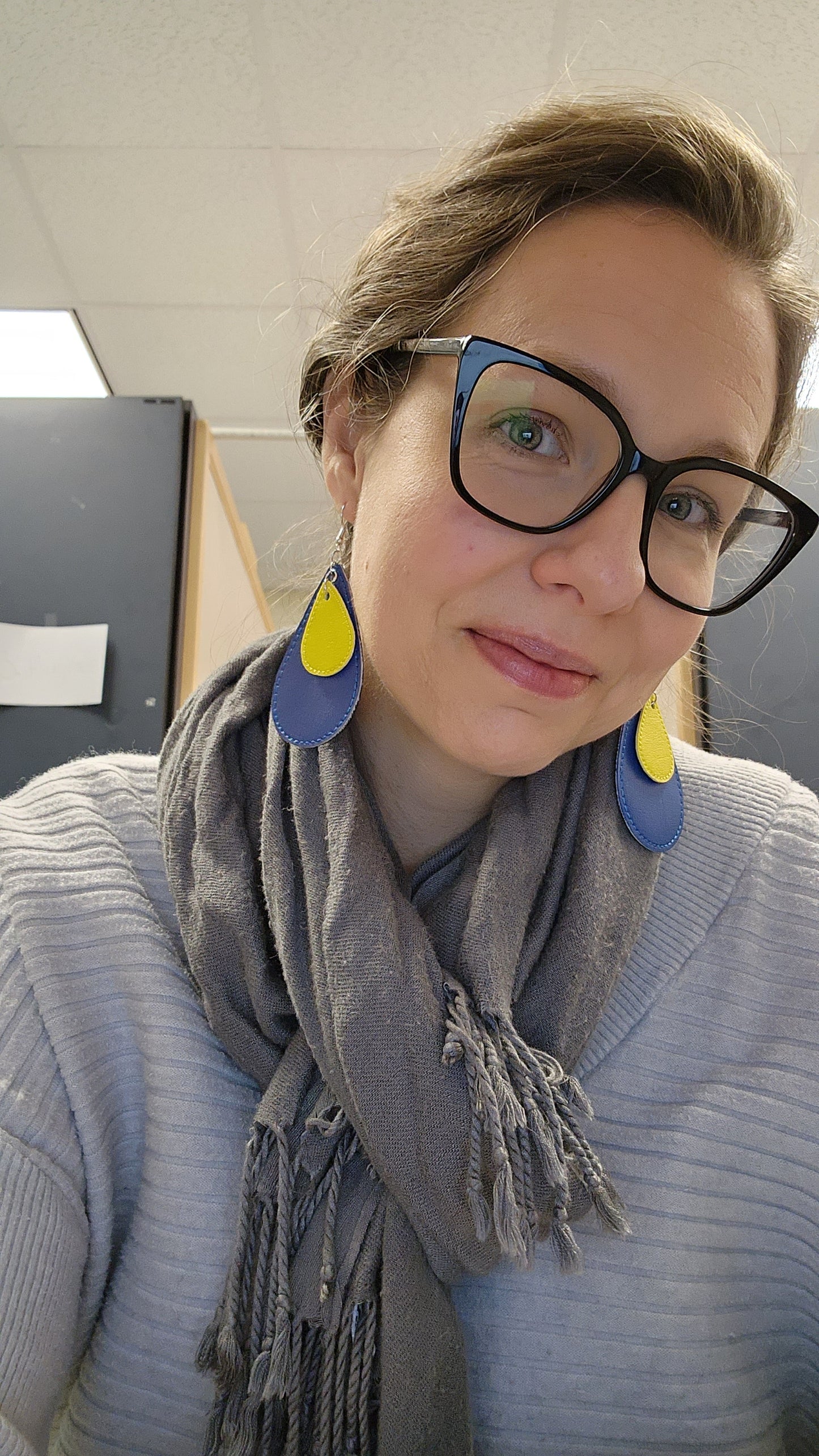 Blue and Yellow World Down Syndrome Day Earrings