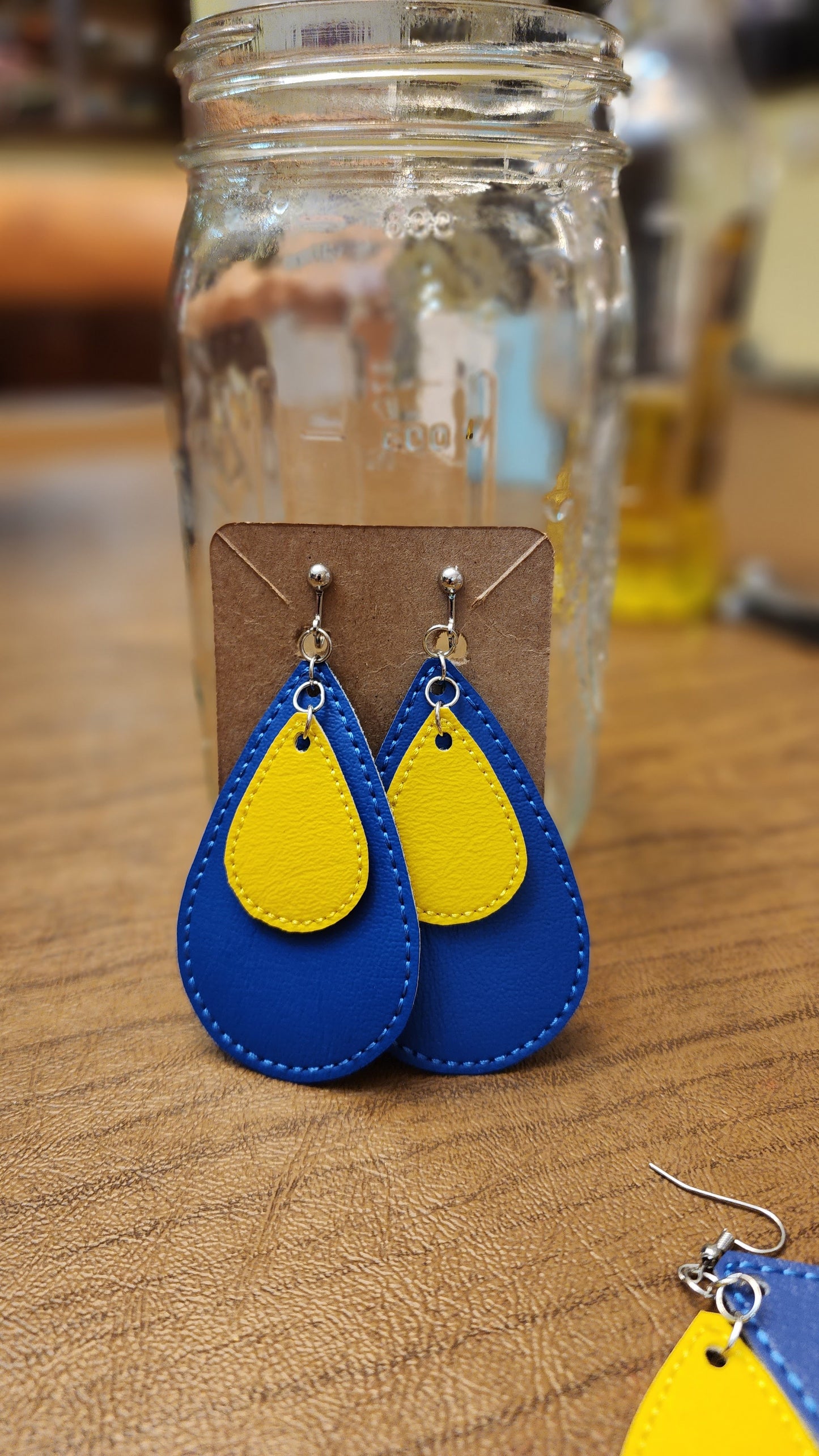 Blue and Yellow World Down Syndrome Day Earrings